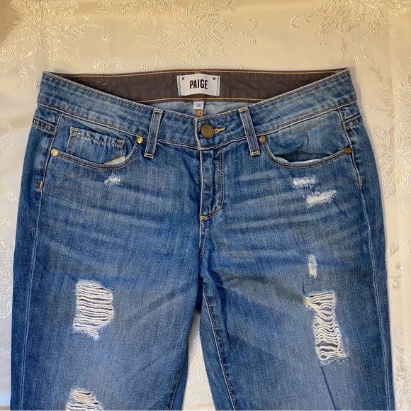 Paige Jimmy Jimmy Skinny In Delilah Destructed Blue Ripped Boyfriend Jeans 💙 25 - Picture 5 of 12